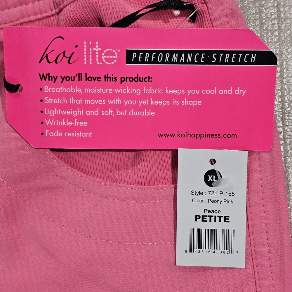 Koi Lite Women XL Peony Pink Peace Petite Performance Stretch Scrub Pants - Picture 4 of 8